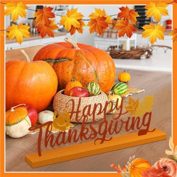 Fall Decorations for Home Happy Thanksgiving Metal Sign Thanksgiving - Picture 5 of 7